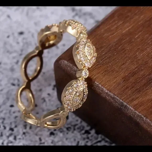 Elegant 18K Gold PLATED CZ Diamond Ring